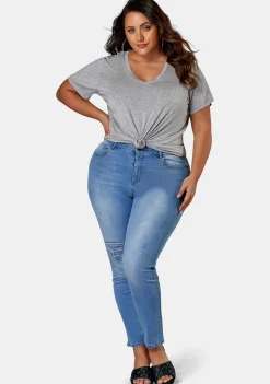 Amber Ankle Distressed Skinny Leg Jean