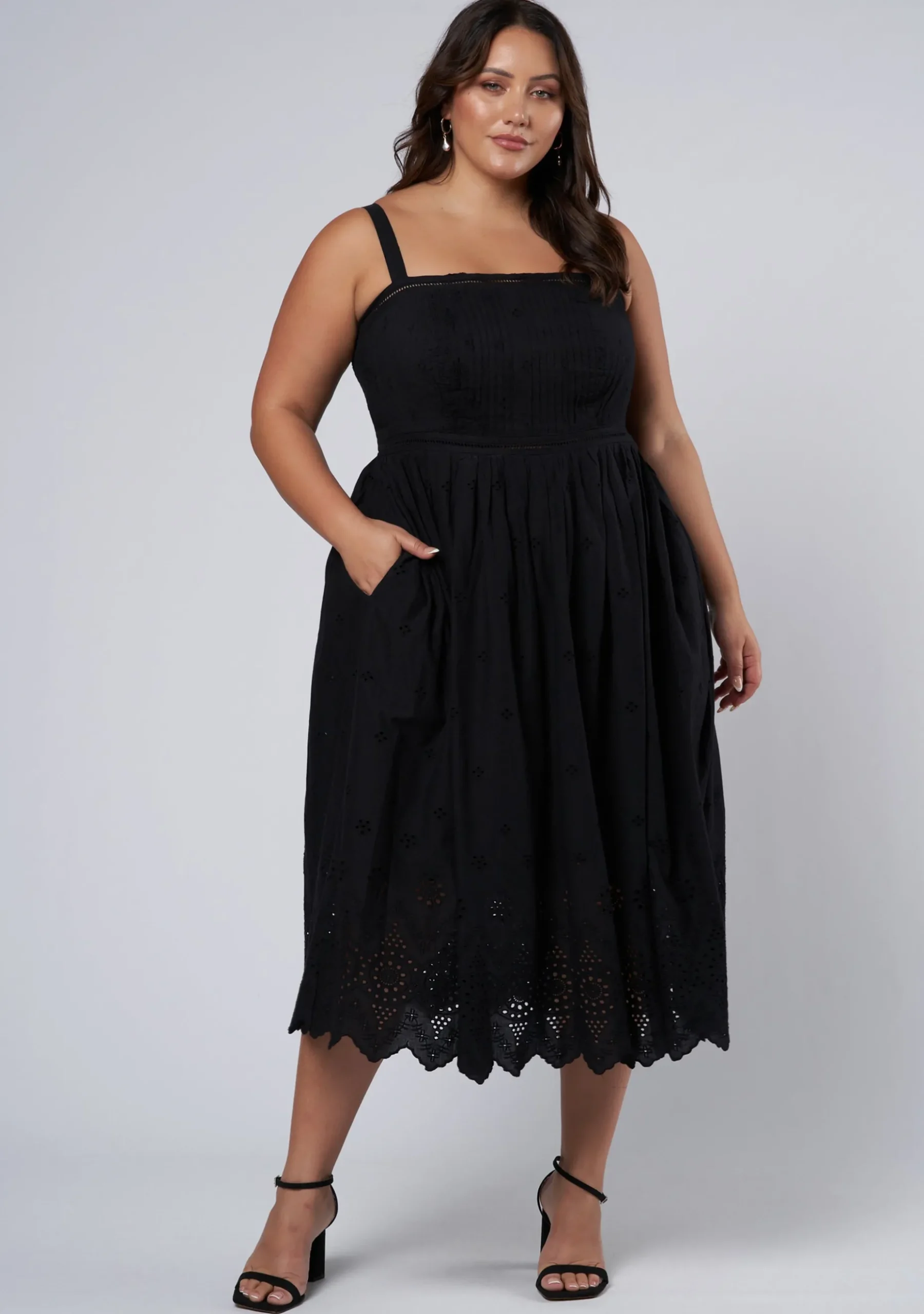 Brenna Broderie Midi Dress