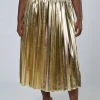 Halle Metallic Pleated Skirt