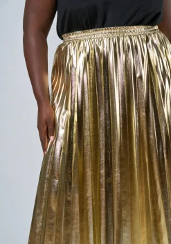 Halle Metallic Pleated Skirt