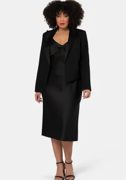 Her Satin Trim Crop Blazer