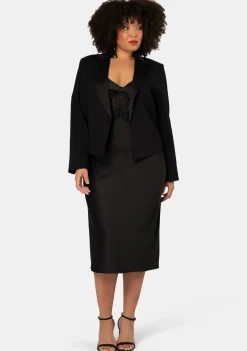Her Satin Trim Crop Blazer