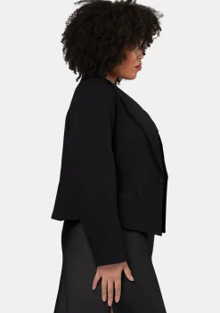 Her Satin Trim Crop Blazer