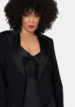 Her Satin Trim Crop Blazer