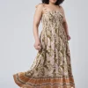 Isla Leaf Print Maxi Dress