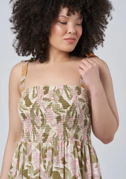 Isla Leaf Print Maxi Dress