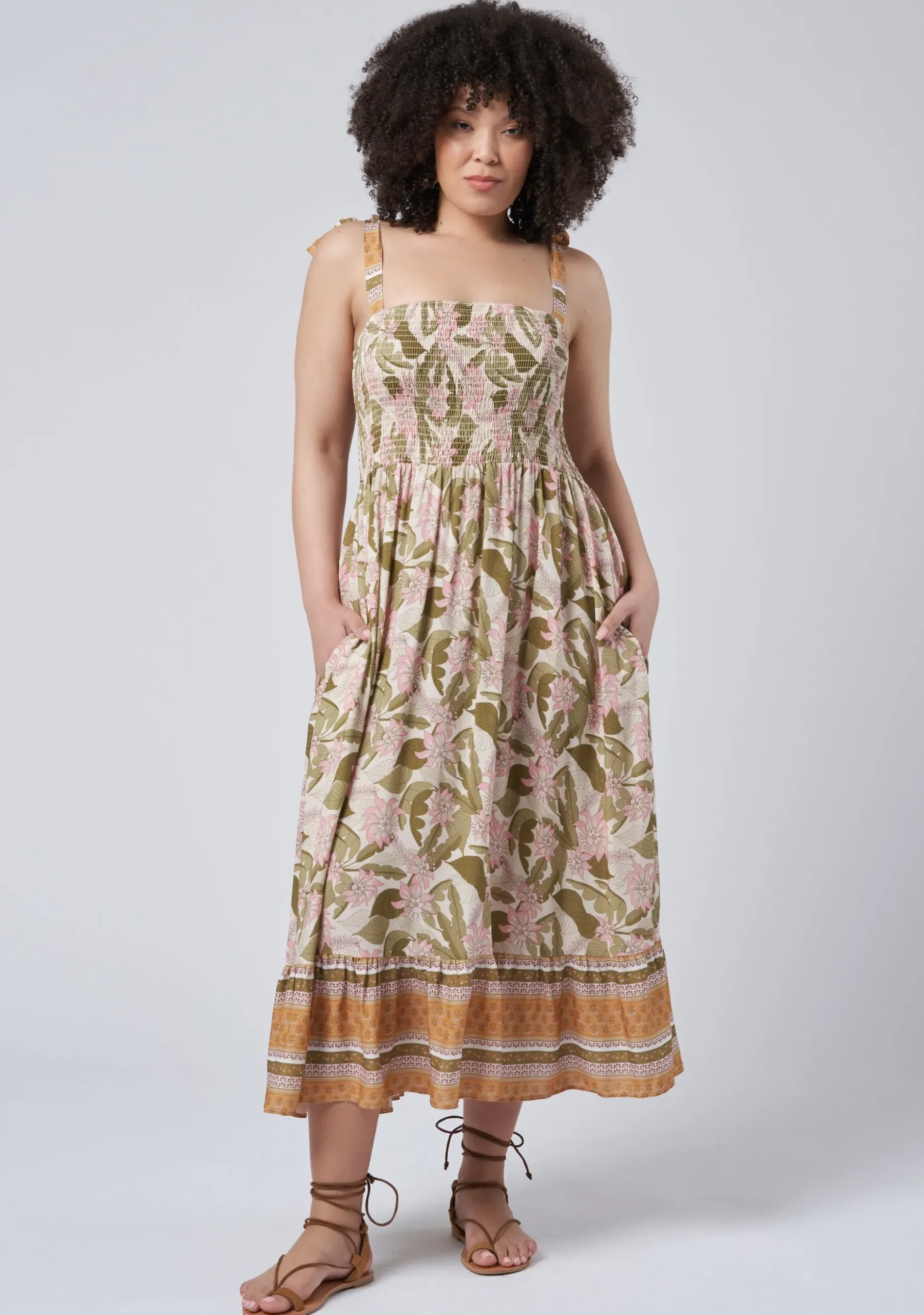 Isla Leaf Print Maxi Dress