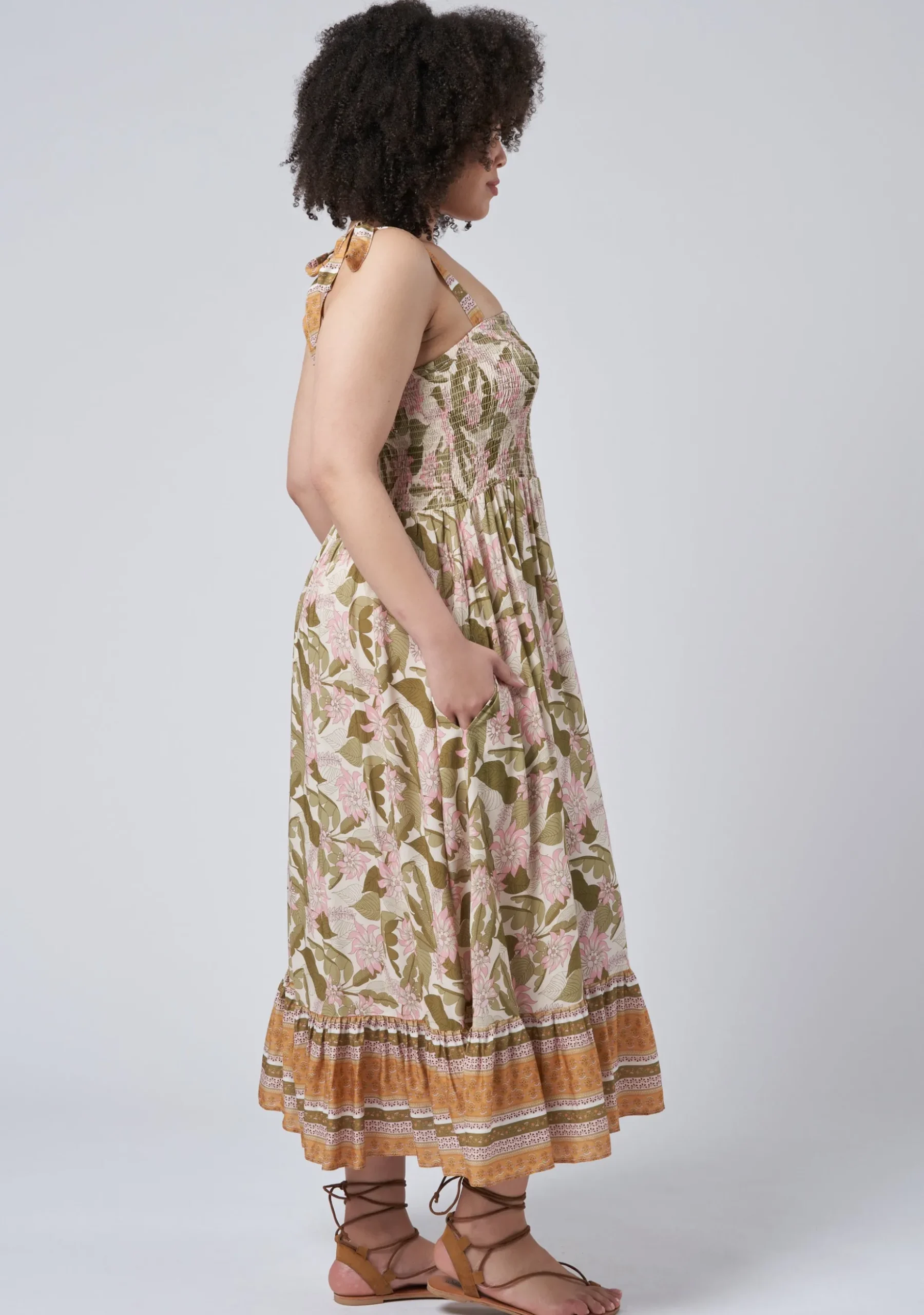 Isla Leaf Print Maxi Dress