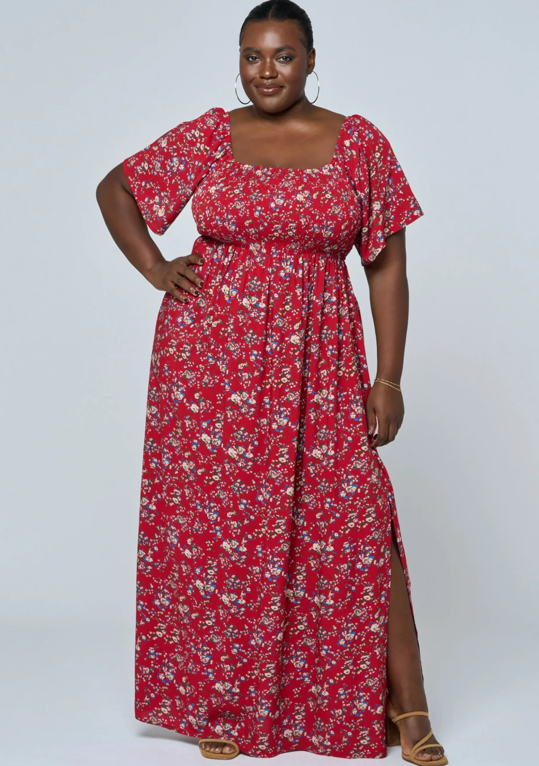 Ivy Shirred Print Maxi Dress