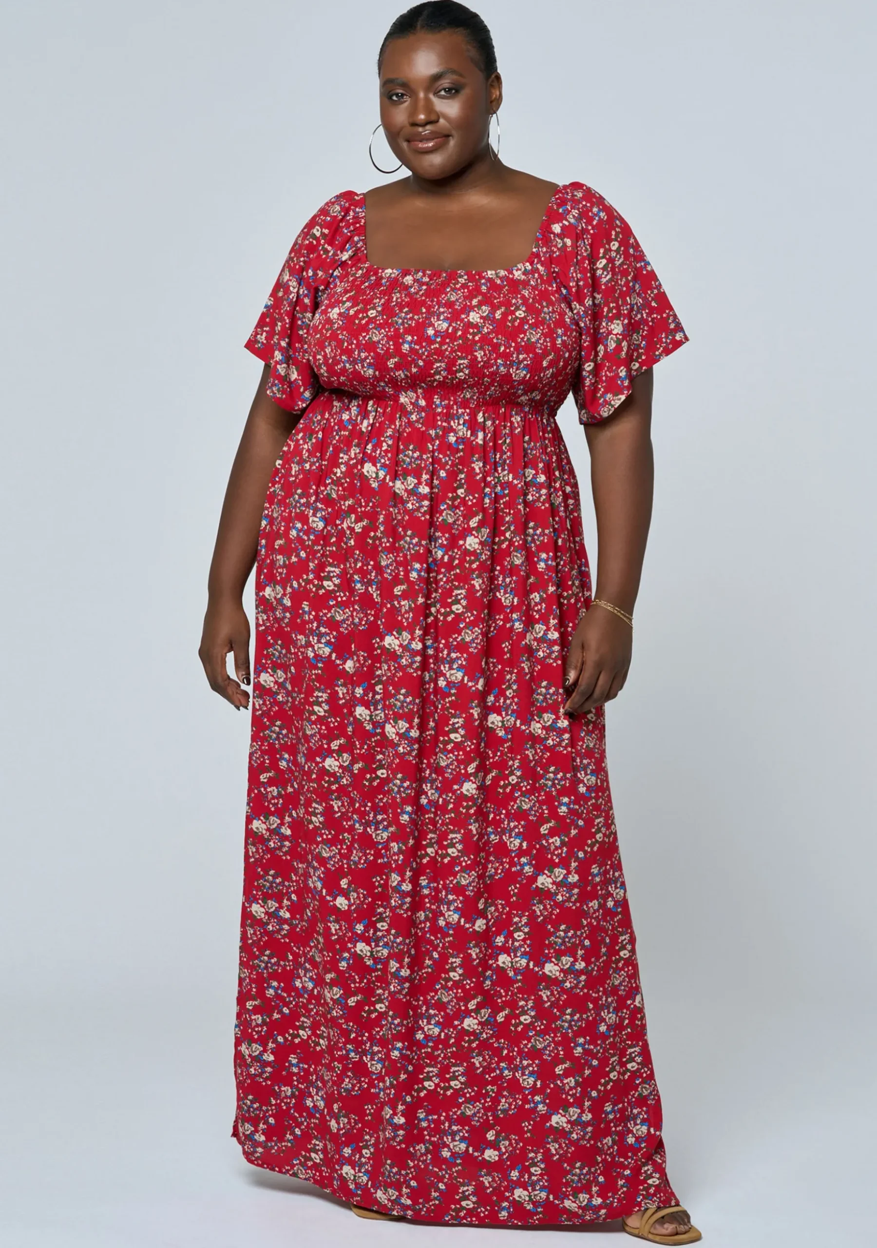Ivy Shirred Print Maxi Dress