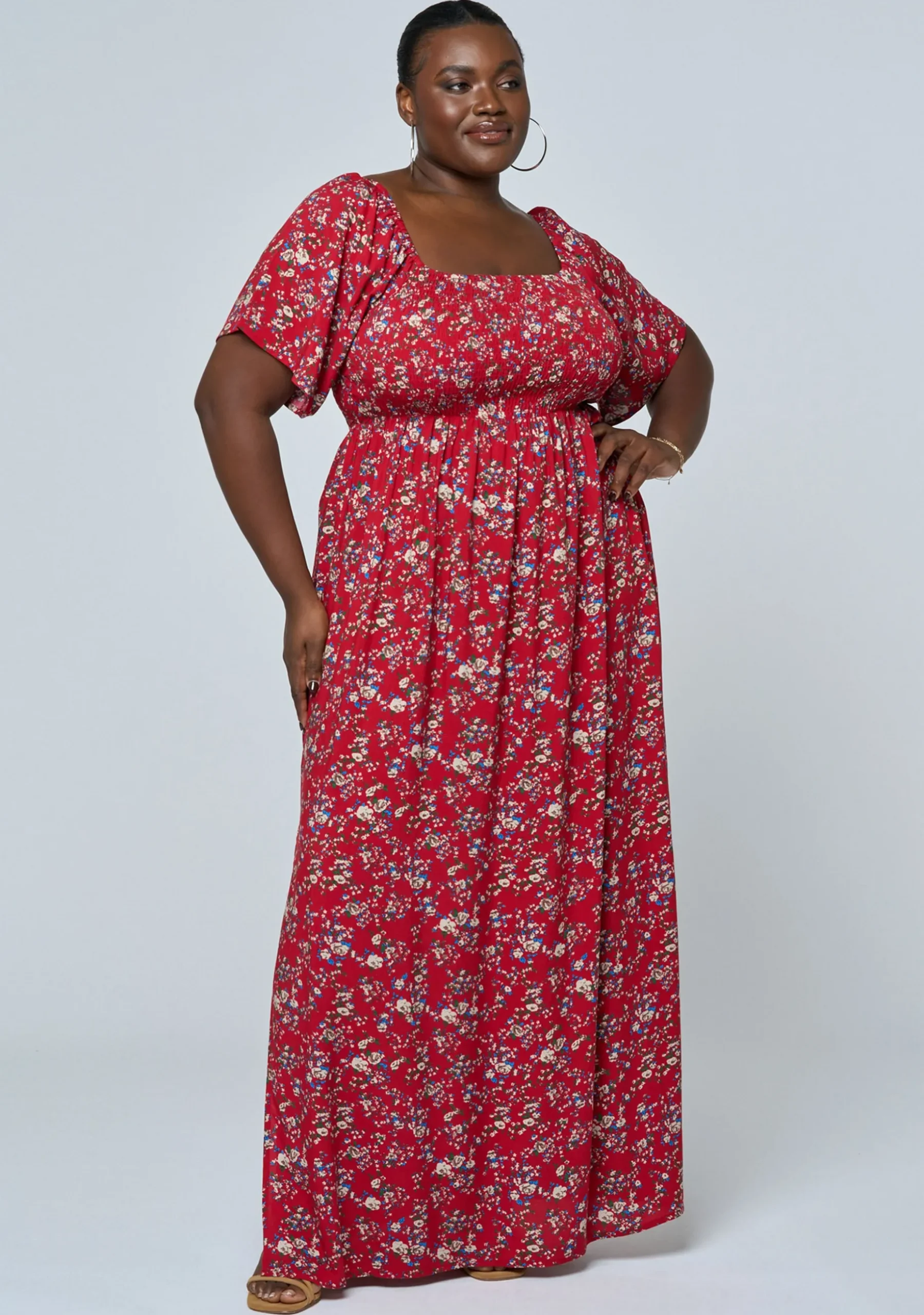 Ivy Shirred Print Maxi Dress