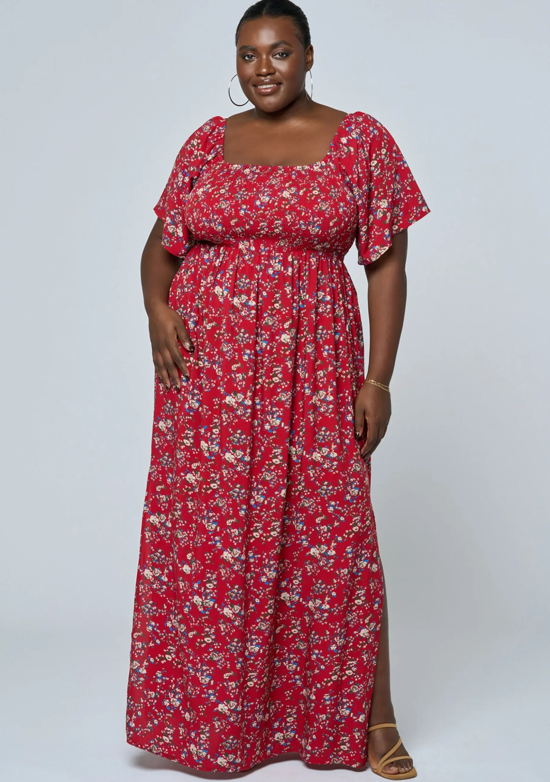 Ivy Shirred Print Maxi Dress