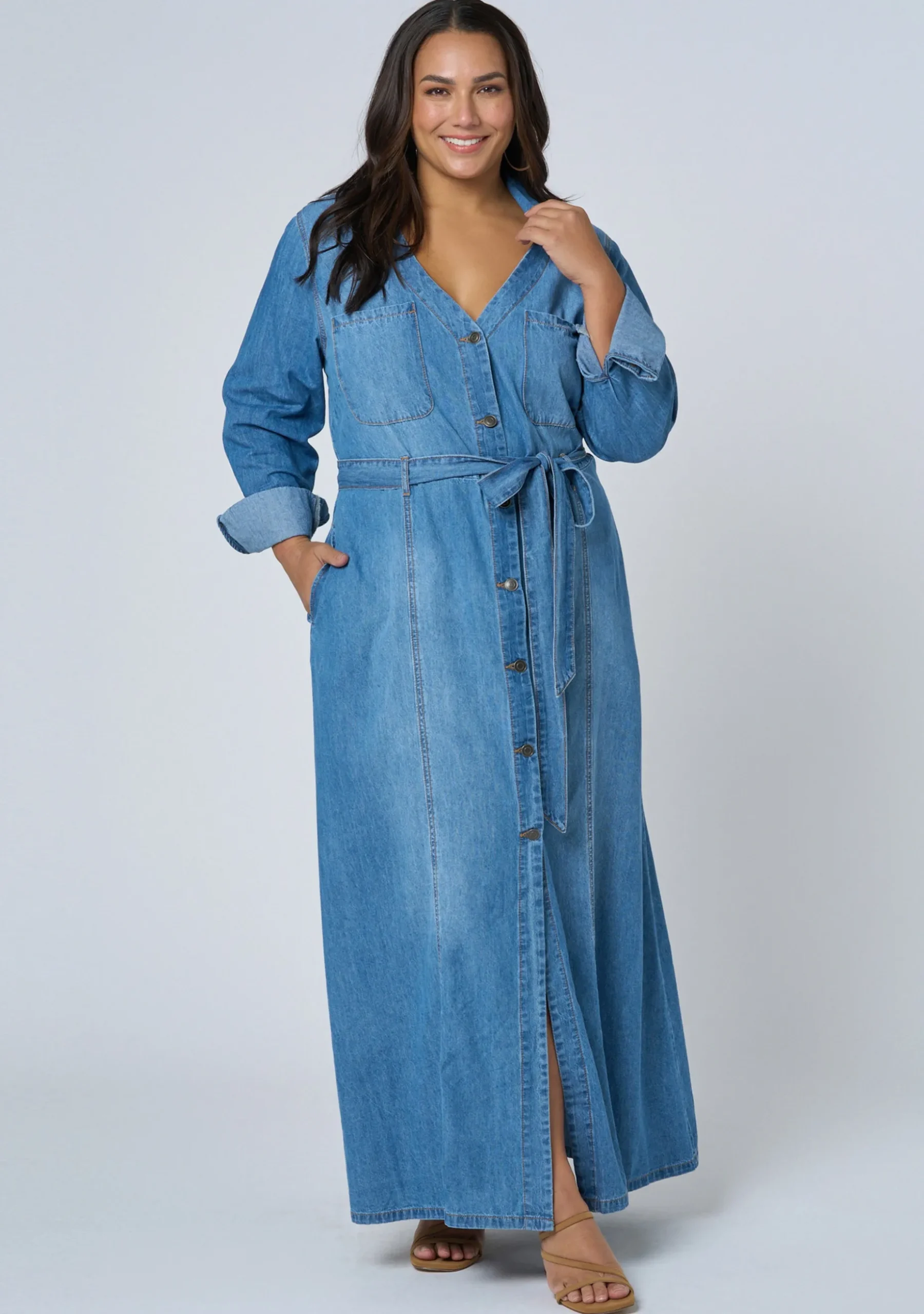 Leah Chambray Maxi Dress