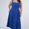 Mia Button Through Midi Dress