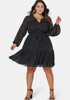 Sheer Silhouette Smock Dress