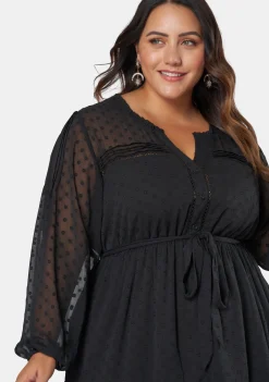 Sheer Silhouette Smock Dress