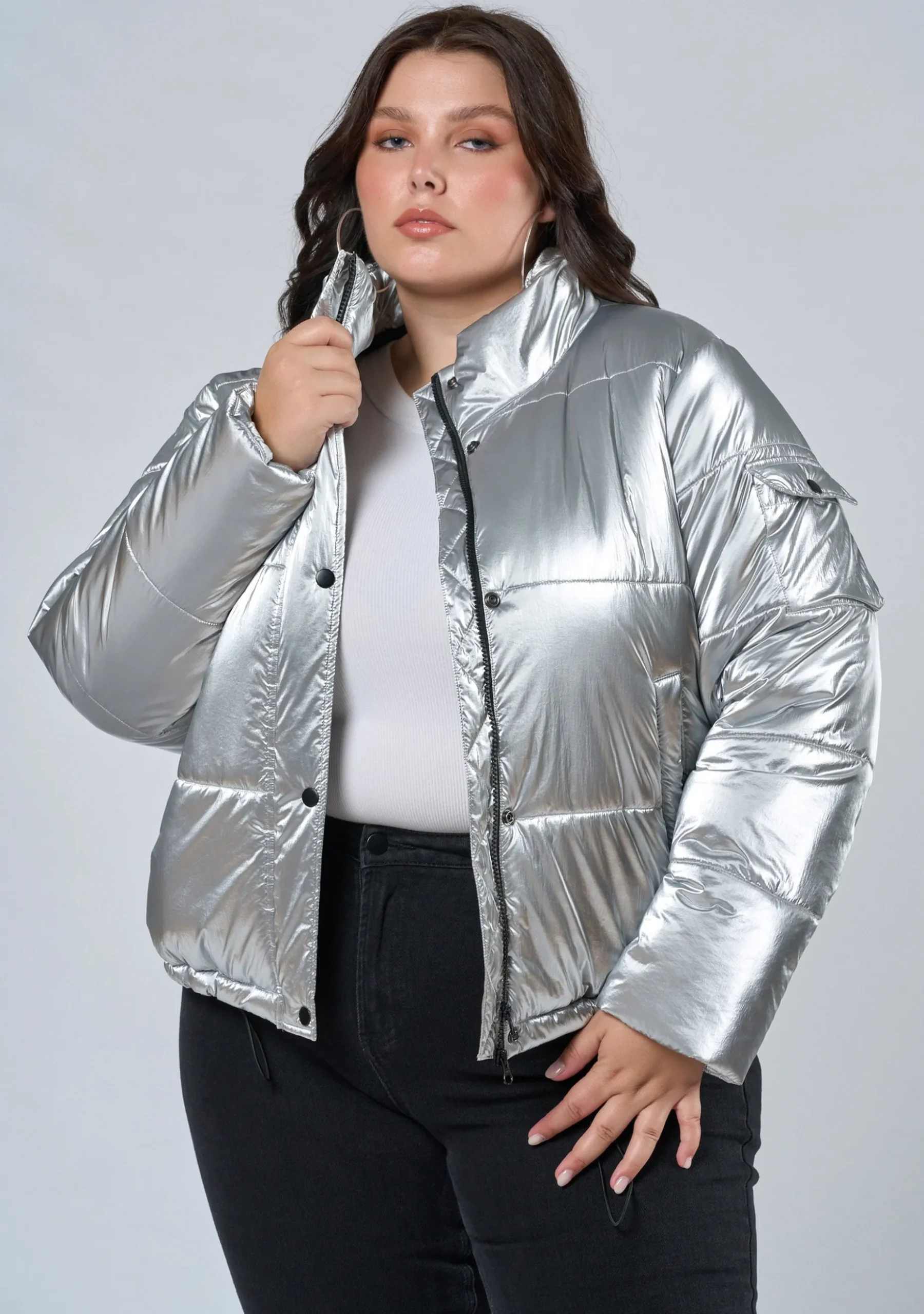 Superfly Silver Puffa Jacket