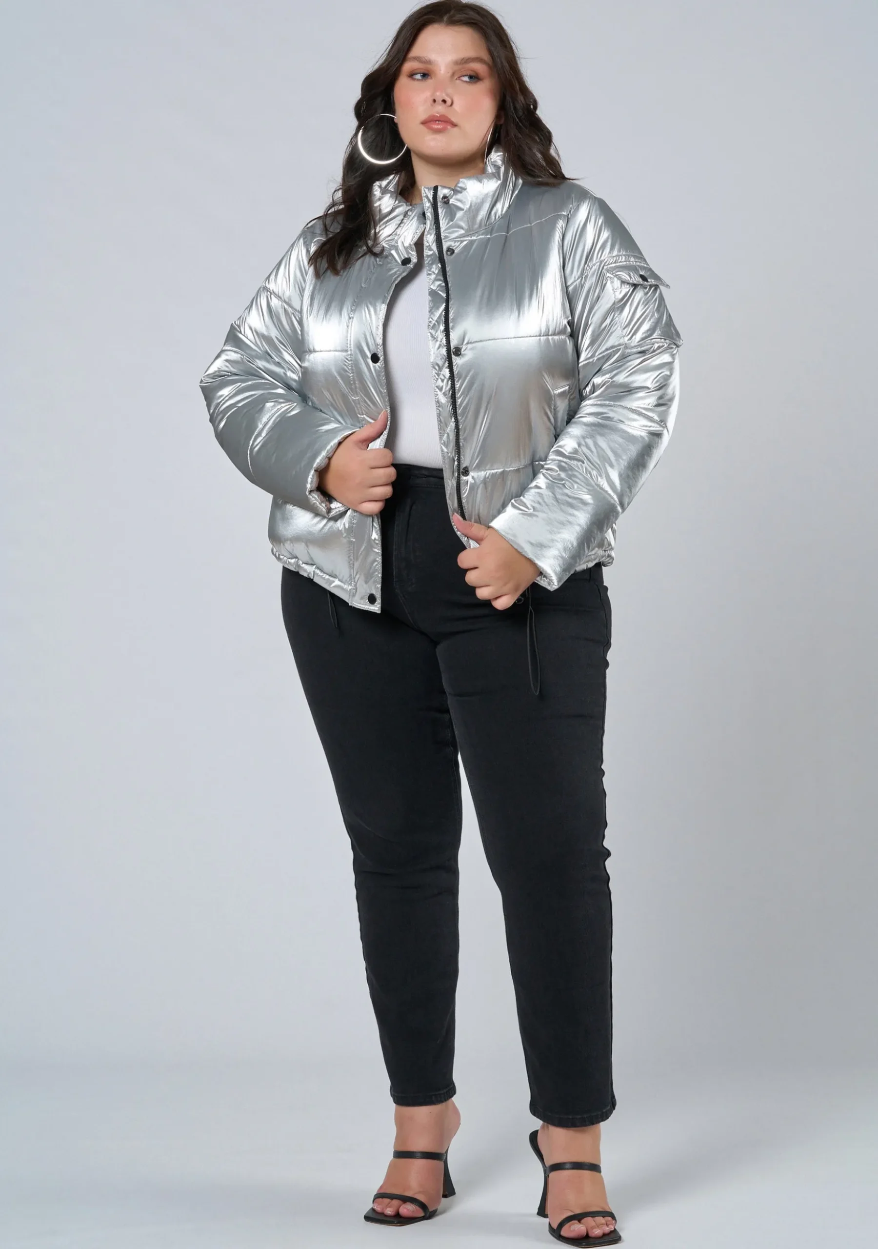 Superfly Silver Puffa Jacket